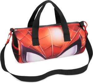 Disney Sports Duffel Bag, 15 x 7 x 7 Holdall 2 Pockets Adjustable Strap (Black/Red Spiderman)