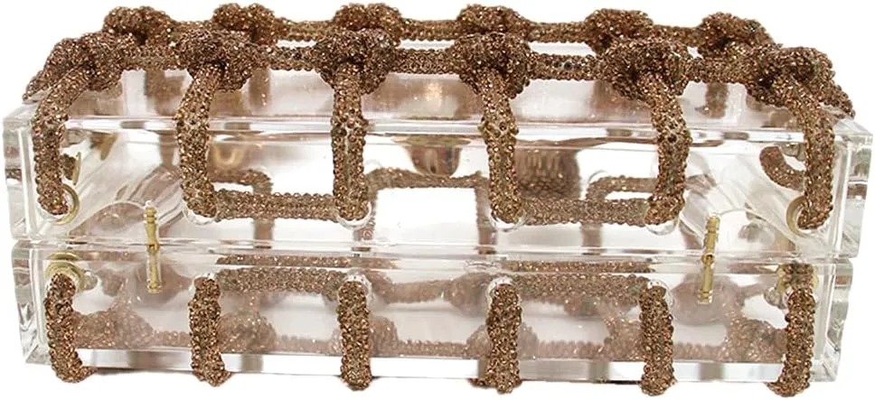 DJBM Clear Acrylic Clutch Sparkle Rhinestone Evening Bag Glitter Crystal-Embellished Rope Knot Handbag Purse for Party Prom