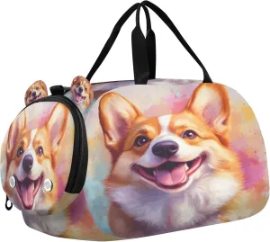 Dog Kids Overnight Sports Duffel Bags with Shoe Compartment & Wet Pocket Travel Sport Gym Bag for Girls Boys