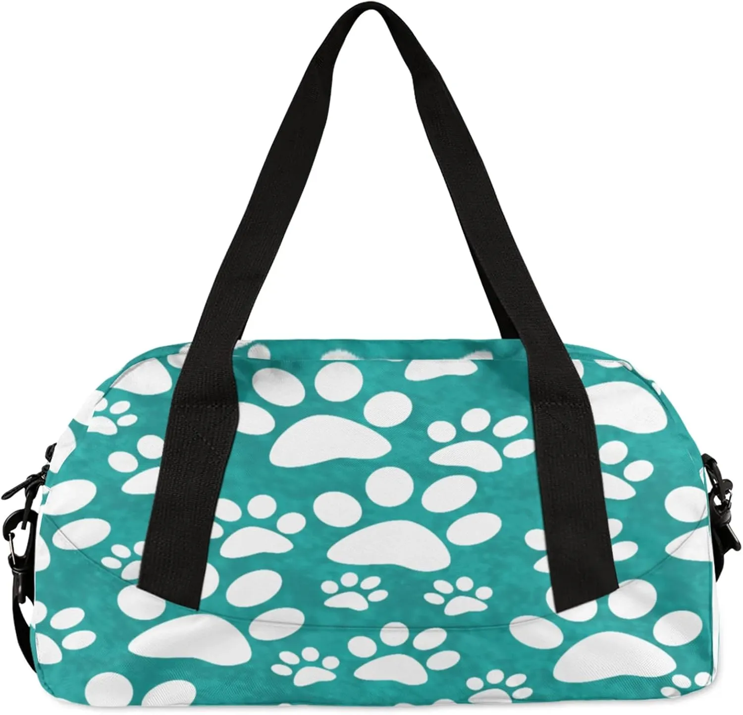 Dog Paw Prints Pattern Kids Duffel Bag Lightweight Waterproof Sports Gym Bag with Front Zipper Pocket Foldable Weekender Overnight Bag for School Practice Gymnastic Ballet