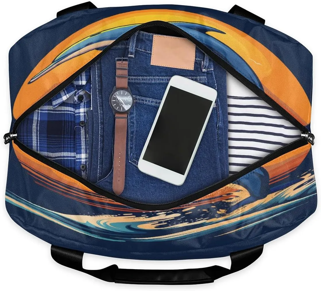Dolphins Ocean Sun Travel Duffel Bag Dry Wet Separated Sports Tote Travel Duffle Bag Gym Workout Bag Women Travel Duffel Bag for Women, Travel, Gym, Work