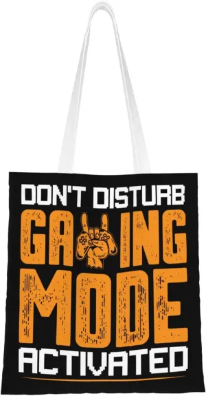 Don t Disturb Gaming Mode Activated Tote Bag for Women Canvas Shopping Bags Reusable Large Capacity Casual Shoulder Handbags Grocery Bags DIY Gift Bags
