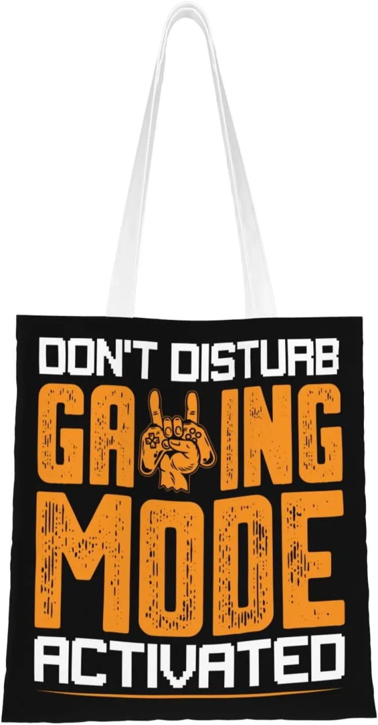 Don t Disturb Gaming Mode Activated Tote Bag for Women Canvas Shopping Bags Reusable Large Capacity Casual Shoulder Handbags Grocery Bags DIY Gift Bags