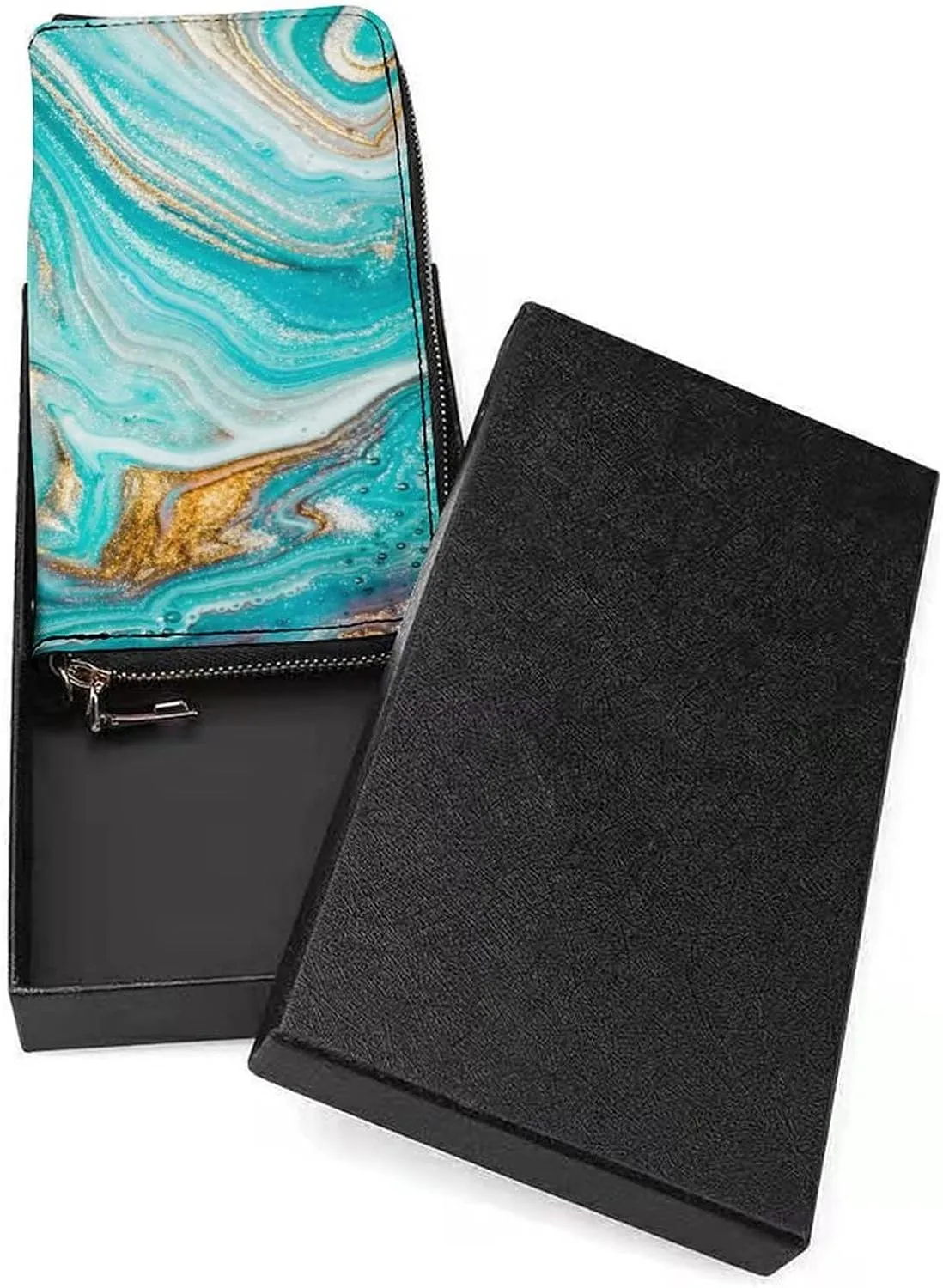 Donnapink Long Clutch Wallet, Long Handbag with Wristlet Strap, PU Leather Zip Purse
