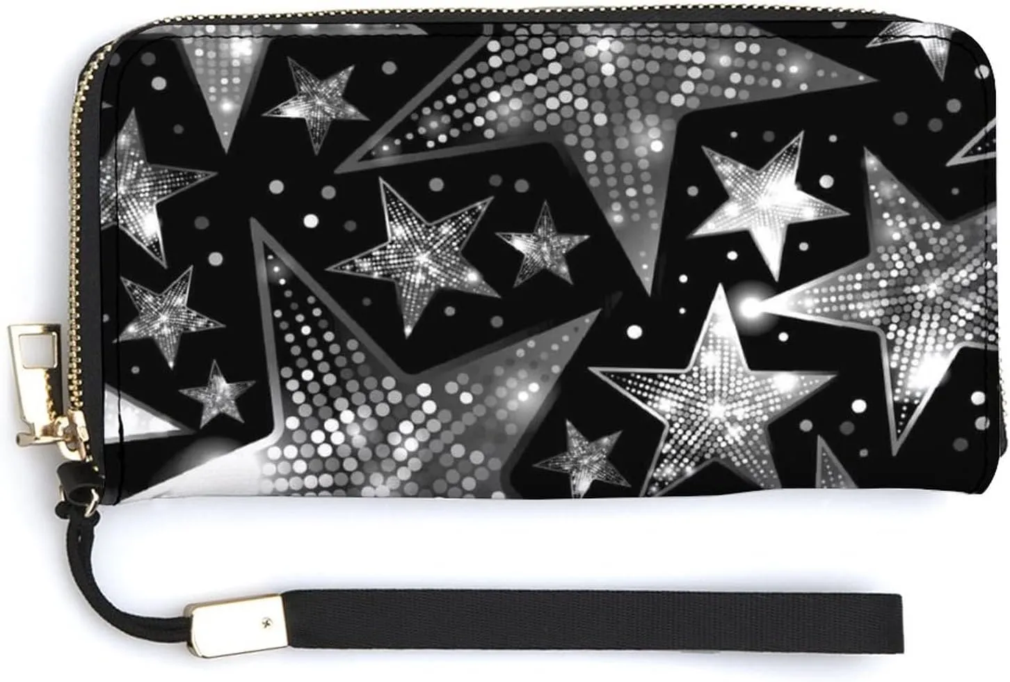 Donnapink Long Clutch Wallet, Long Handbag with Wristlet Strap, PU Leather Zip Purse