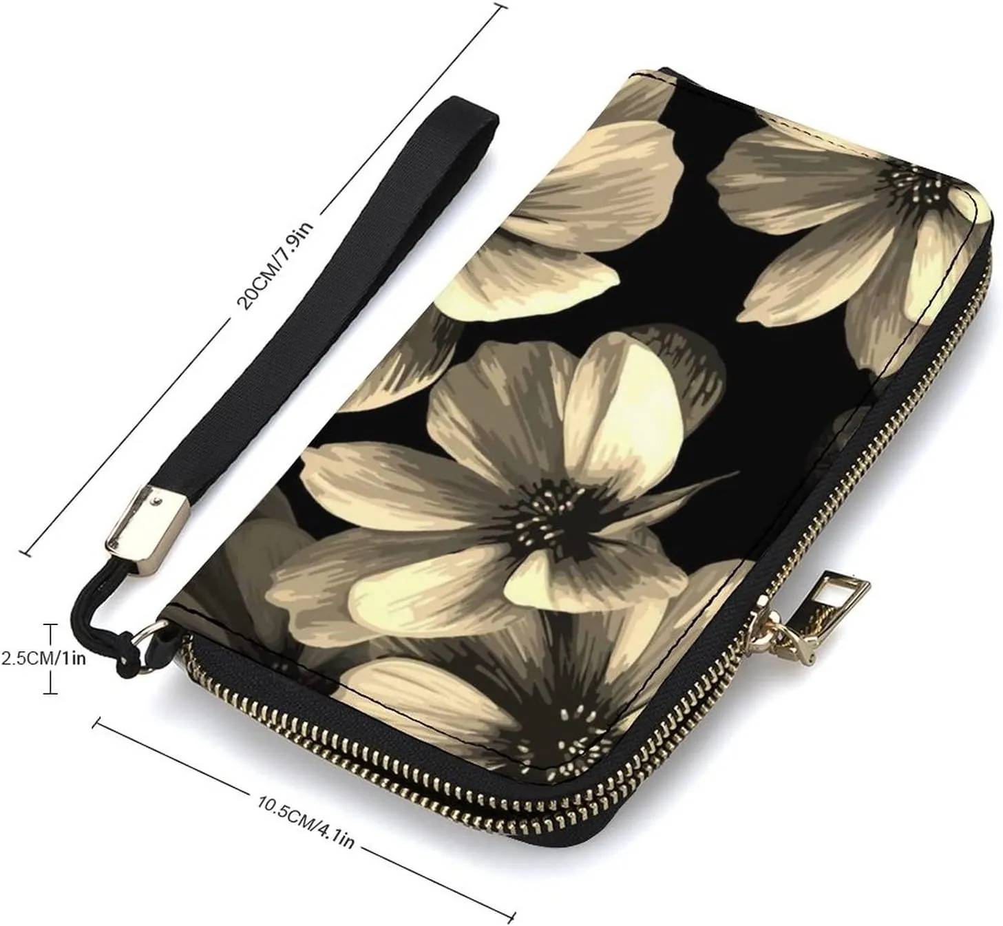 Donnapink Long Clutch Wallet, Long Handbag with Wristlet Strap, PU Leather Zip Purse