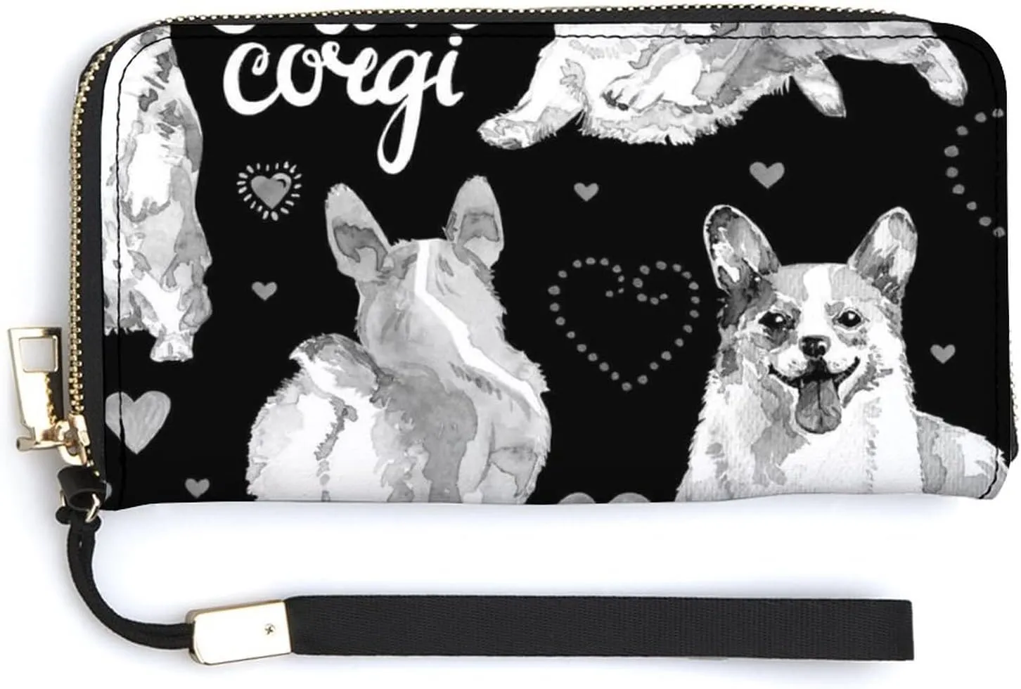 Donnapink Long Clutch Wallet, Long Handbag with Wristlet Strap, PU Leather Zip Purse