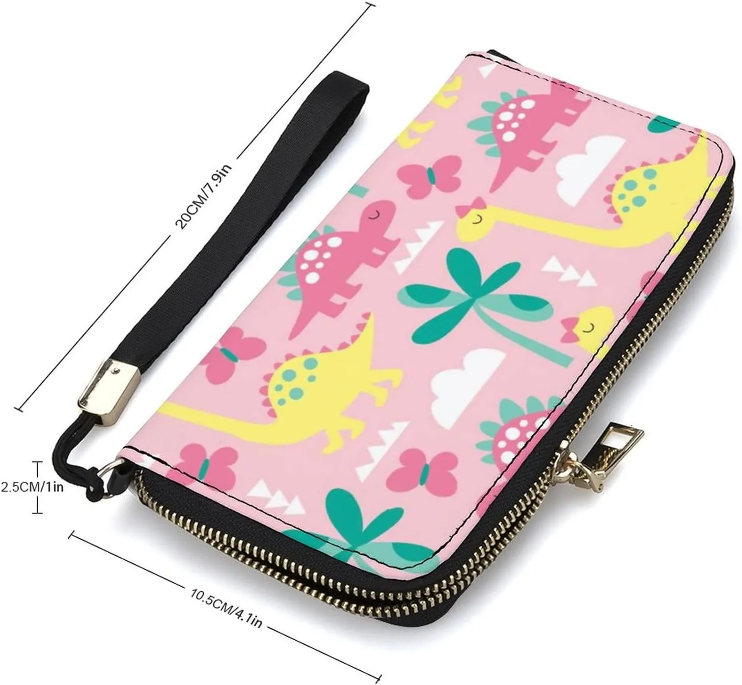 Donnapink Long Clutch Wallet, Long Handbag with Wristlet Strap, PU Leather Zip Purse