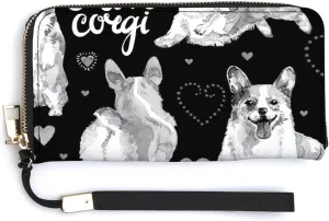 Donnapink Long Clutch Wallet, Long Handbag with Wristlet Strap, PU Leather Zip Purse