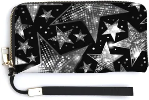 Donnapink Long Clutch Wallet, Long Handbag with Wristlet Strap, PU Leather Zip Purse