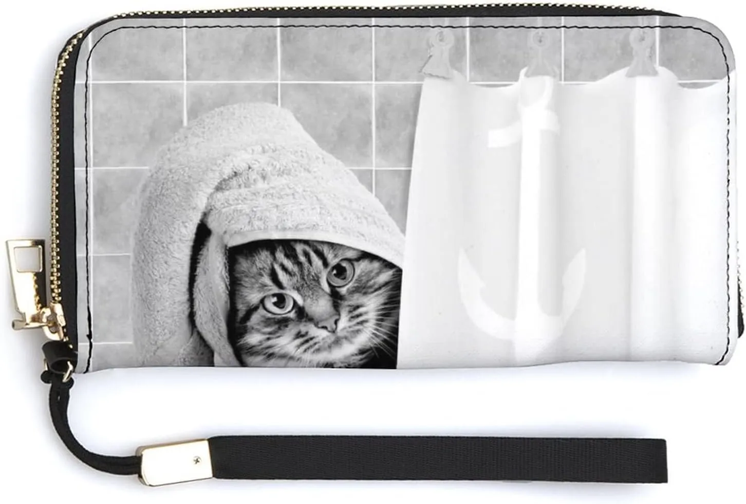 Donnapink Long Clutch Wallet, Long Handbag with Wristlet Strap, PU Leather Zip Purse