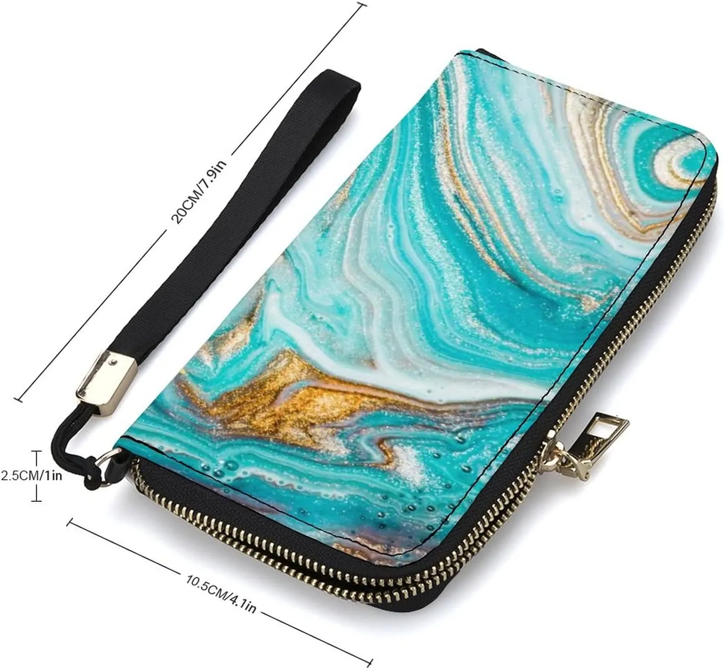 Donnapink Long Clutch Wallet, Long Handbag with Wristlet Strap, PU Leather Zip Purse