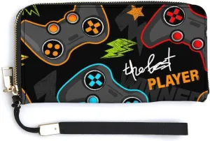 Donnapink Long Clutch Wallet, Long Handbag with Wristlet Strap, PU Leather Zip Purse