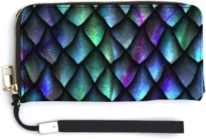 Donnapink Long Clutch Wallet, Long Handbag with Wristlet Strap, PU Leather Zip Purse