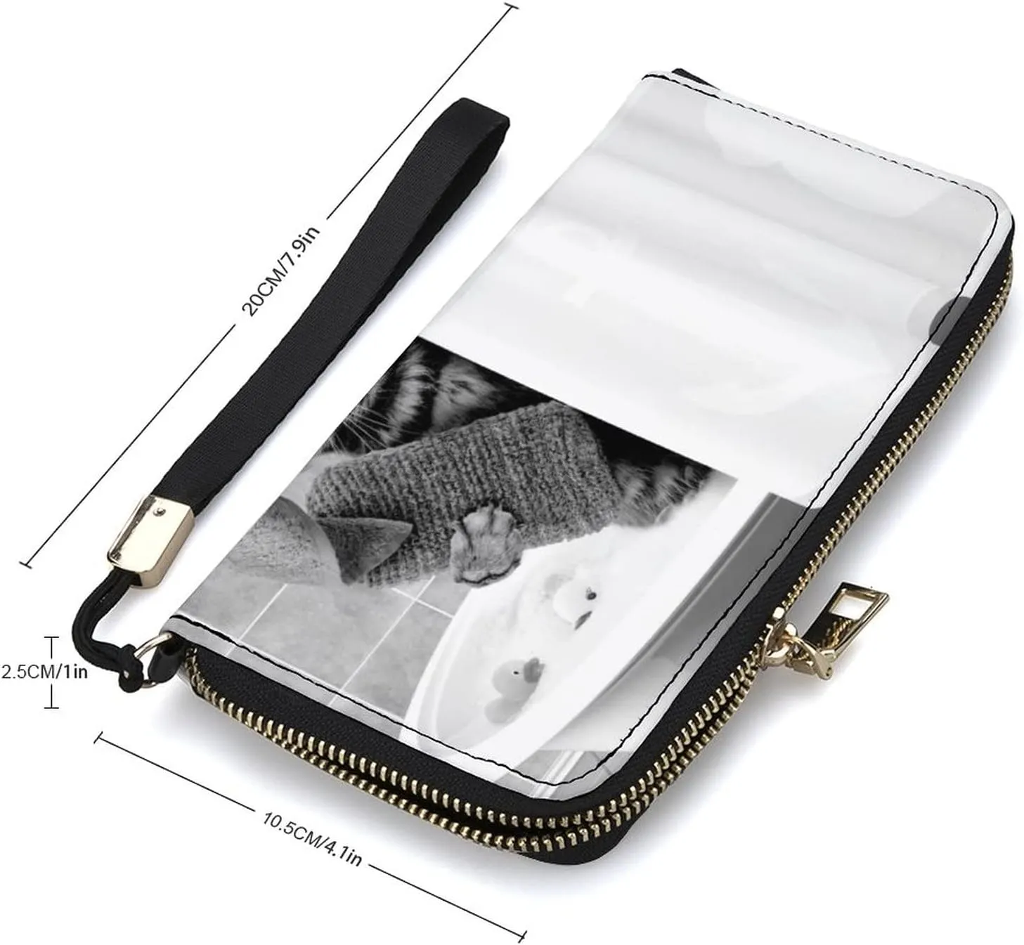 Donnapink Long Clutch Wallet, Long Handbag with Wristlet Strap, PU Leather Zip Purse