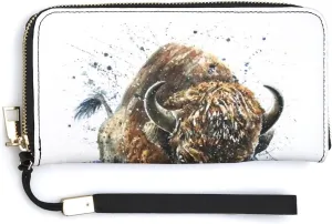 Donnapink Long Clutch Wallet, Long Handbag with Wristlet Strap, PU Leather Zip Purse