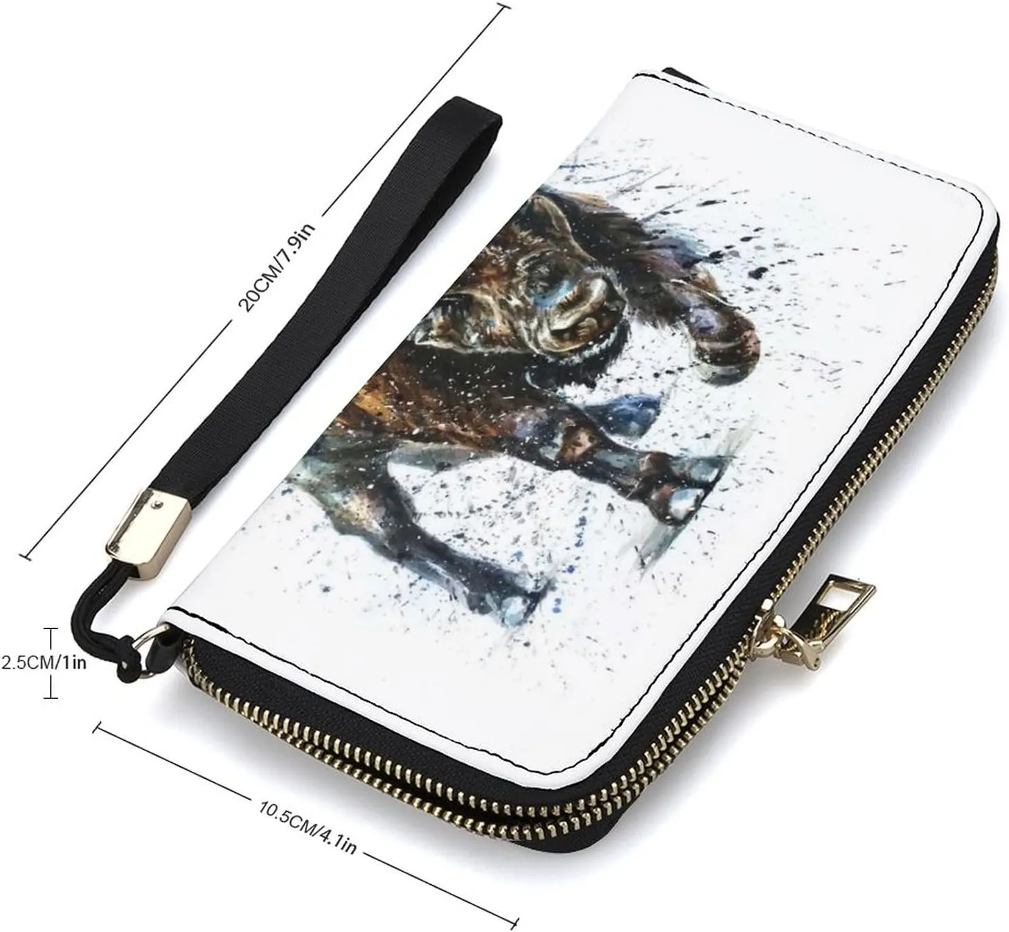 Donnapink Long Clutch Wallet, Long Handbag with Wristlet Strap, PU Leather Zip Purse
