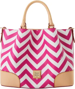 Dooney & Bourke Satchel Bags for Women, Chevron Brenna Women's Satchel Handbag with Removable Crossbody Bag Strap