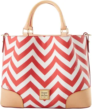 Dooney & Bourke Satchel Bags for Women, Chevron Brenna Women's Satchel Handbag with Removable Crossbody Bag Strap