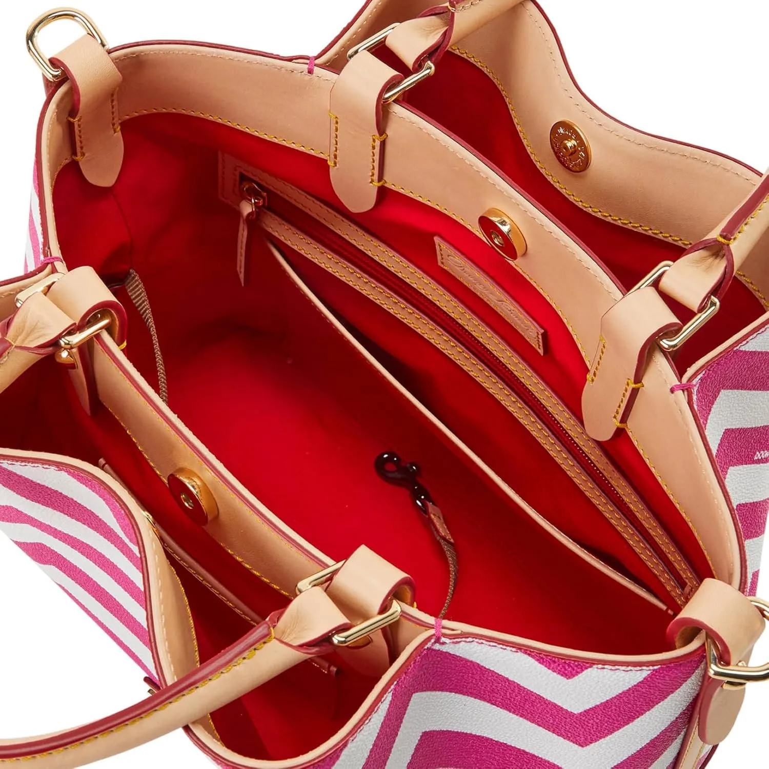 Dooney & Bourke Satchel Bags for Women, Chevron Brenna Women's Satchel Handbag with Removable Crossbody Bag Strap