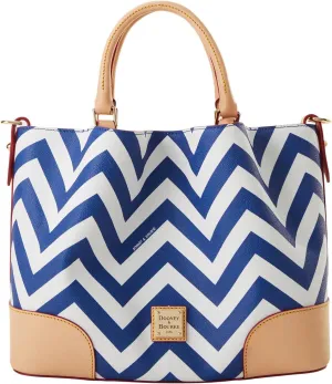 Dooney & Bourke Satchel Bags for Women, Chevron Brenna Women's Satchel Handbag with Removable Crossbody Bag Strap