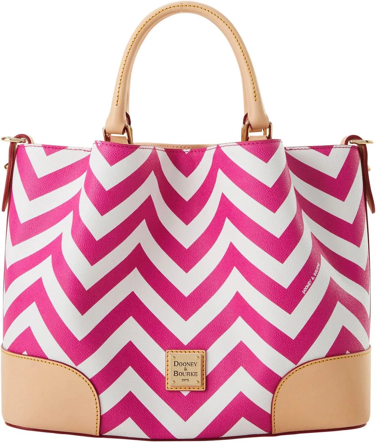 Dooney & Bourke Satchel Bags for Women, Chevron Brenna Women's Satchel Handbag with Removable Crossbody Bag Strap
