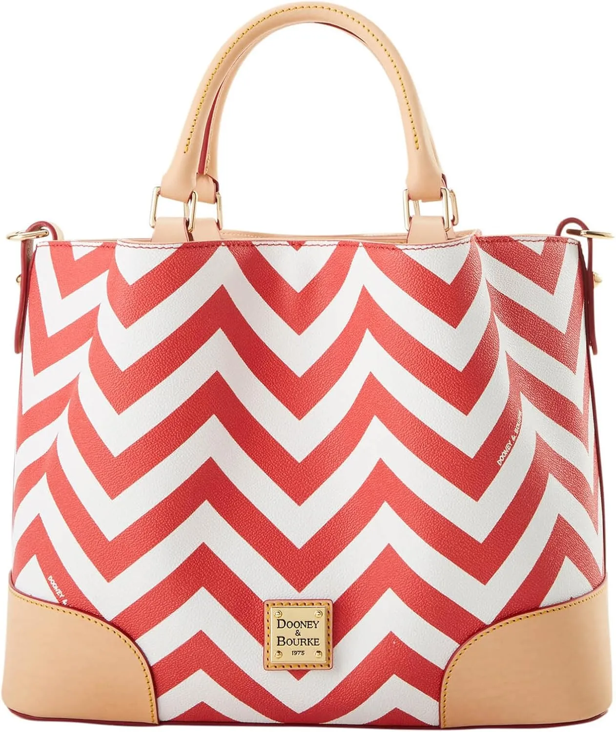 Dooney & Bourke Satchel Bags for Women, Chevron Brenna Women's Satchel Handbag with Removable Crossbody Bag Strap
