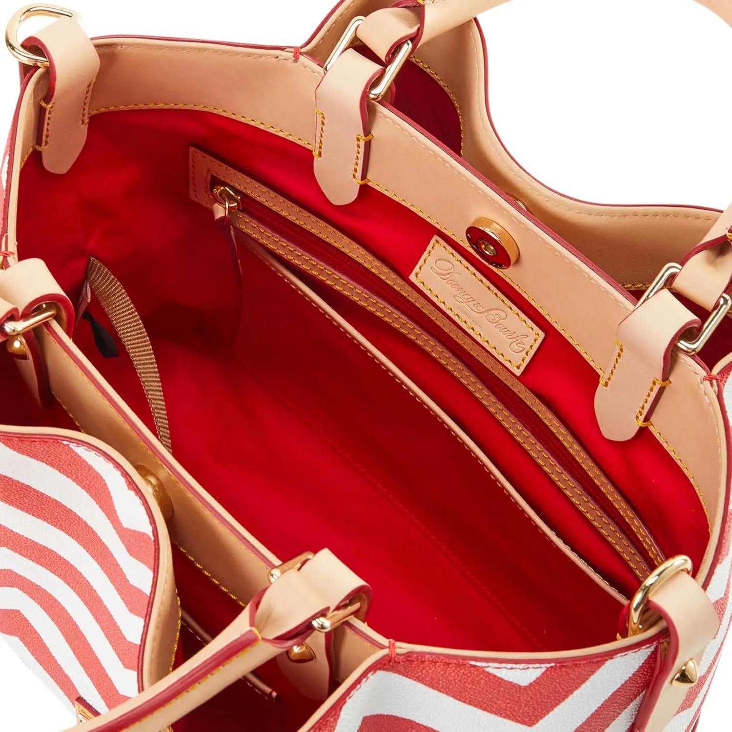Dooney & Bourke Satchel Bags for Women, Chevron Brenna Women's Satchel Handbag with Removable Crossbody Bag Strap