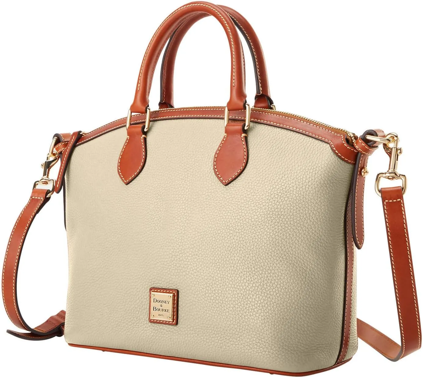Dooney & Bourke Satchel Handbags for Women, Domed Leather Satchel Bag with Top Handles and Removable Crossbody Strap