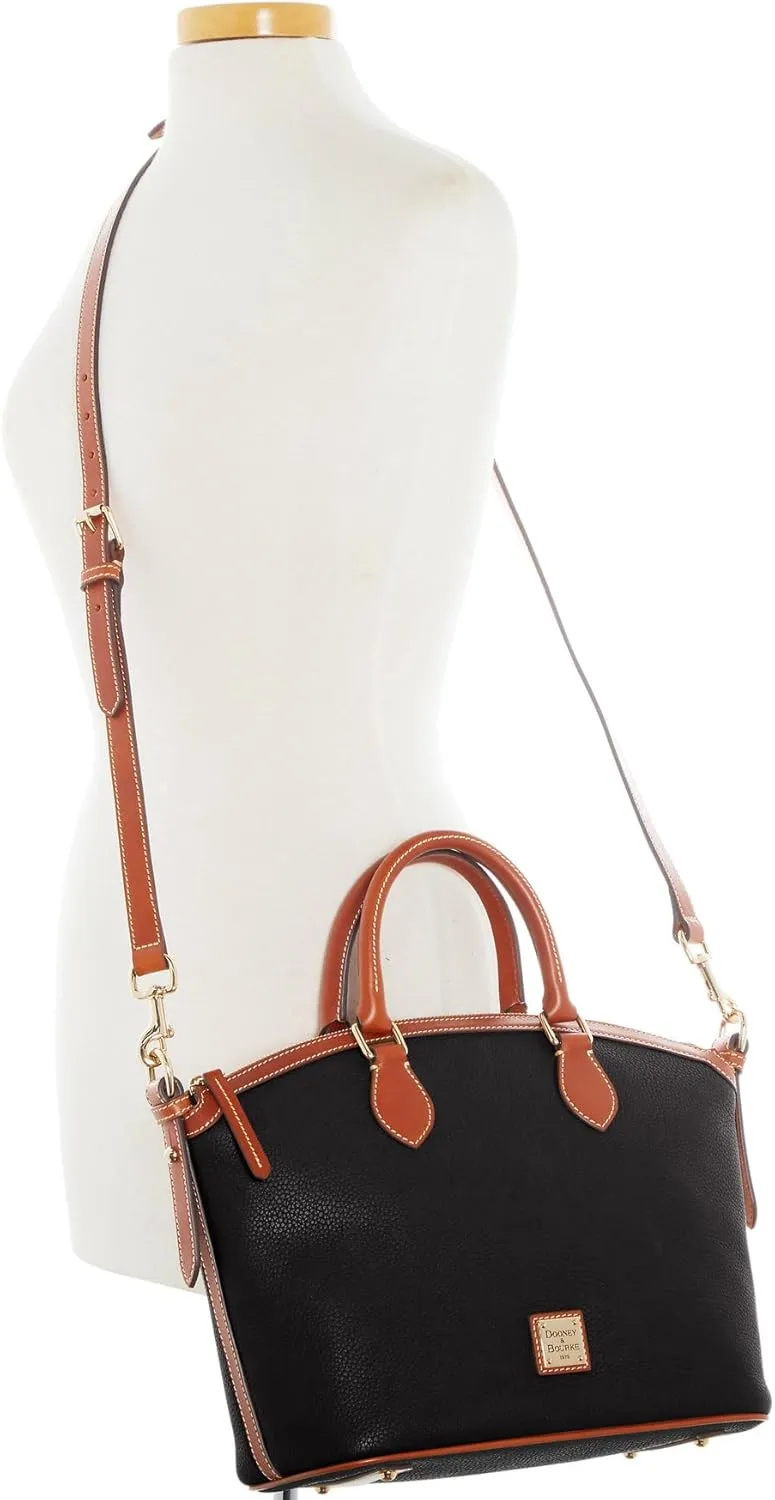 Dooney & Bourke Satchel Handbags for Women, Domed Leather Satchel Bag with Top Handles and Removable Crossbody Strap