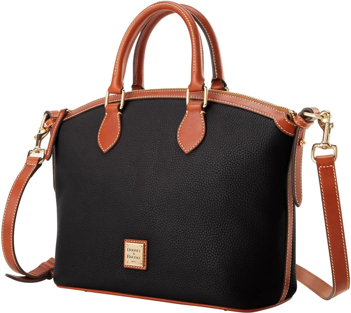 Dooney & Bourke Satchel Handbags for Women, Domed Leather Satchel Bag with Top Handles and Removable Crossbody Strap