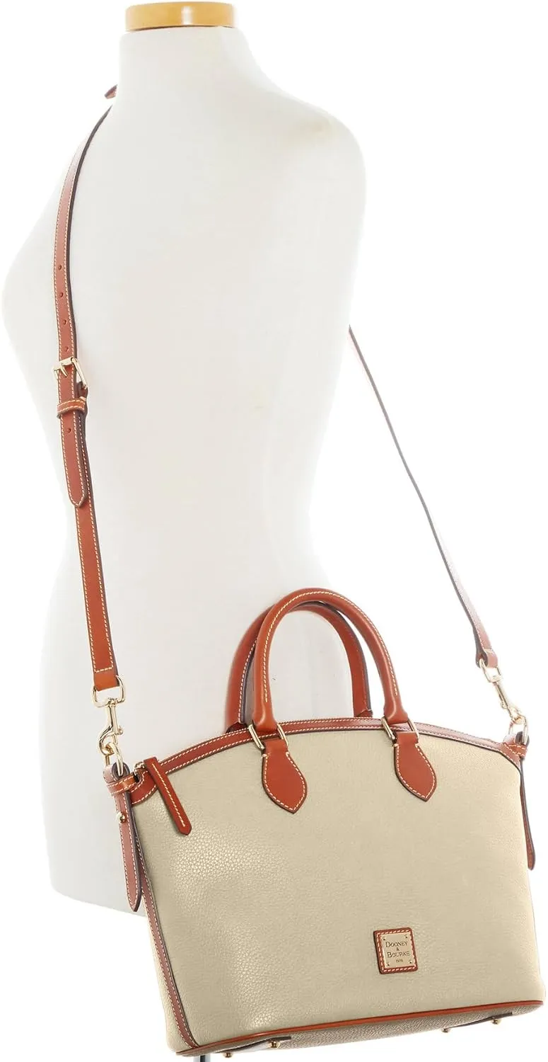 Dooney & Bourke Satchel Handbags for Women, Domed Leather Satchel Bag with Top Handles and Removable Crossbody Strap