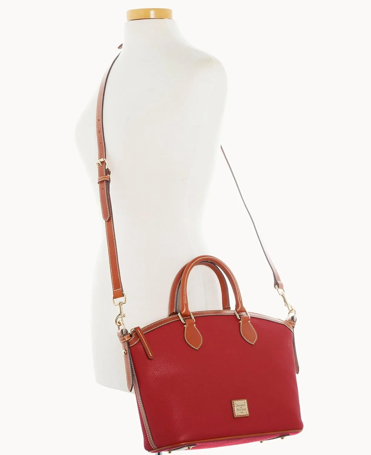 Dooney & Bourke Satchel Handbags for Women, Domed Leather Satchel Bag with Top Handles and Removable Crossbody Strap