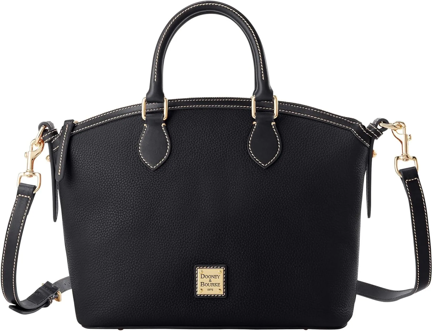 Dooney & Bourke Satchel Handbags for Women, Domed Leather Satchel Bag with Top Handles and Removable Crossbody Strap