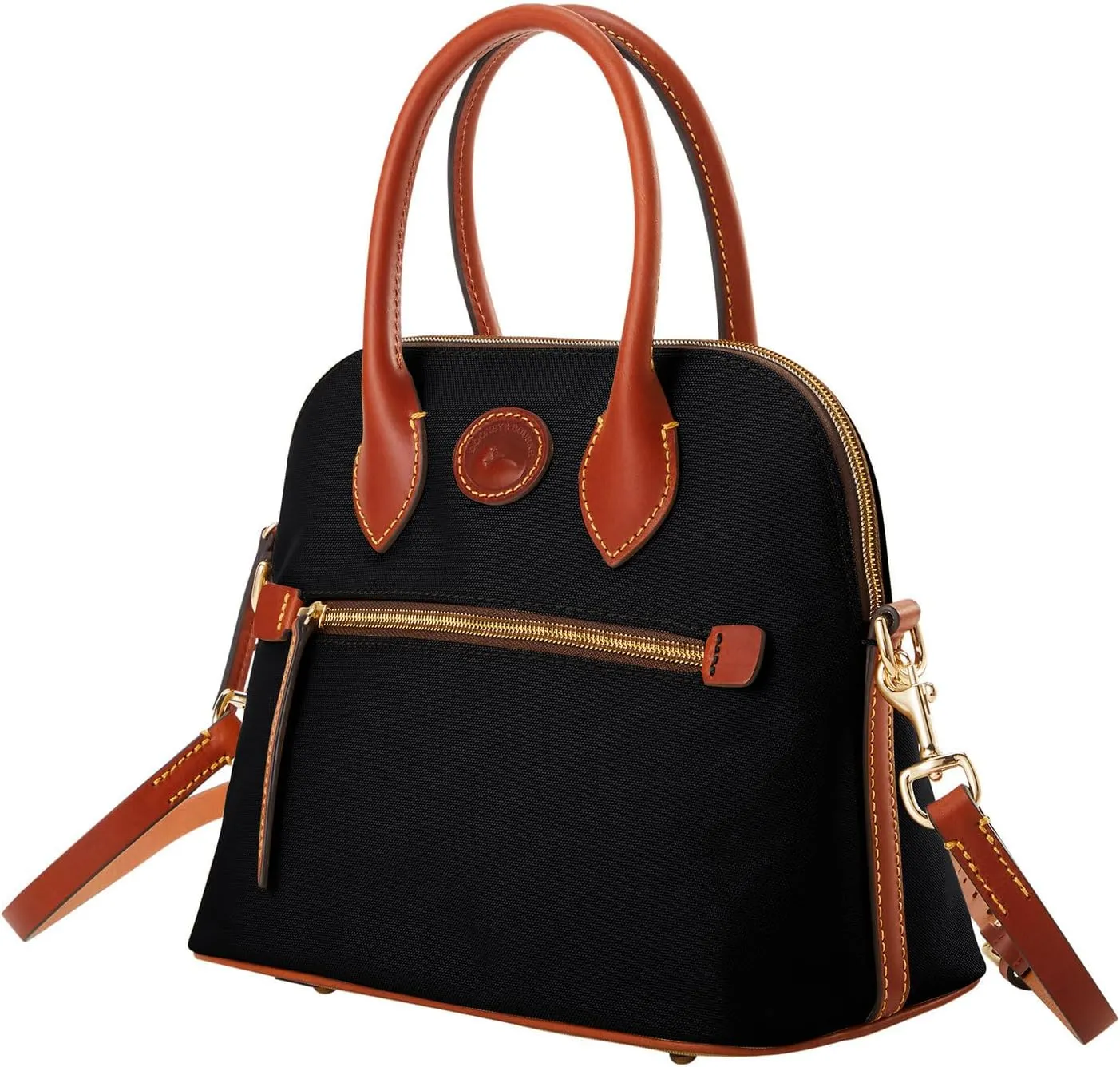 Dooney & Bourke Satchel Handbags for Women, Domed Nylon Bag with Leather Handles & Removable Crossbody Strap