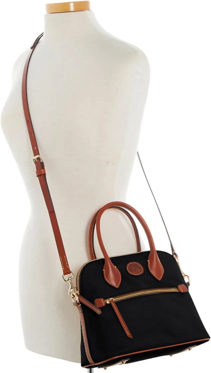 Dooney & Bourke Satchel Handbags for Women, Domed Nylon Bag with Leather Handles & Removable Crossbody Strap