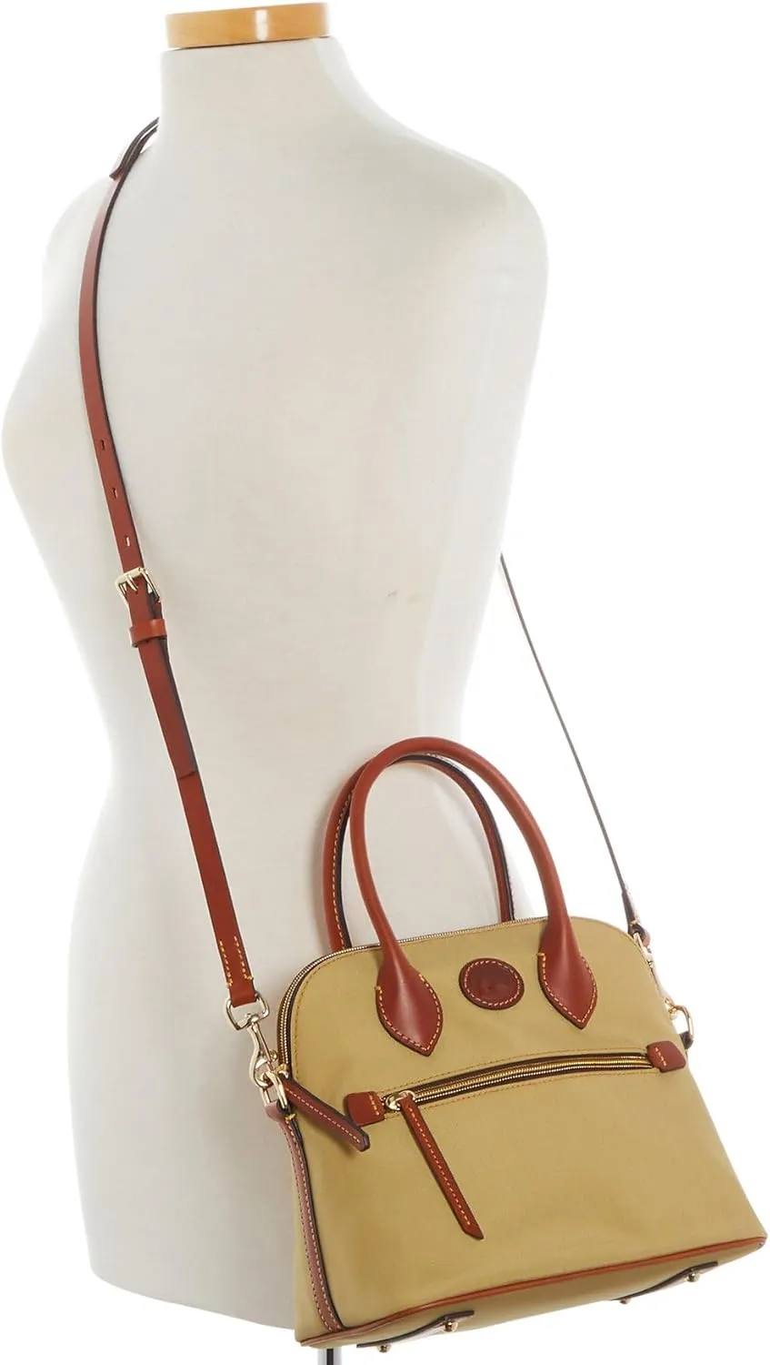 Dooney & Bourke Satchel Handbags for Women, Domed Nylon Bag with Leather Handles & Removable Crossbody Strap