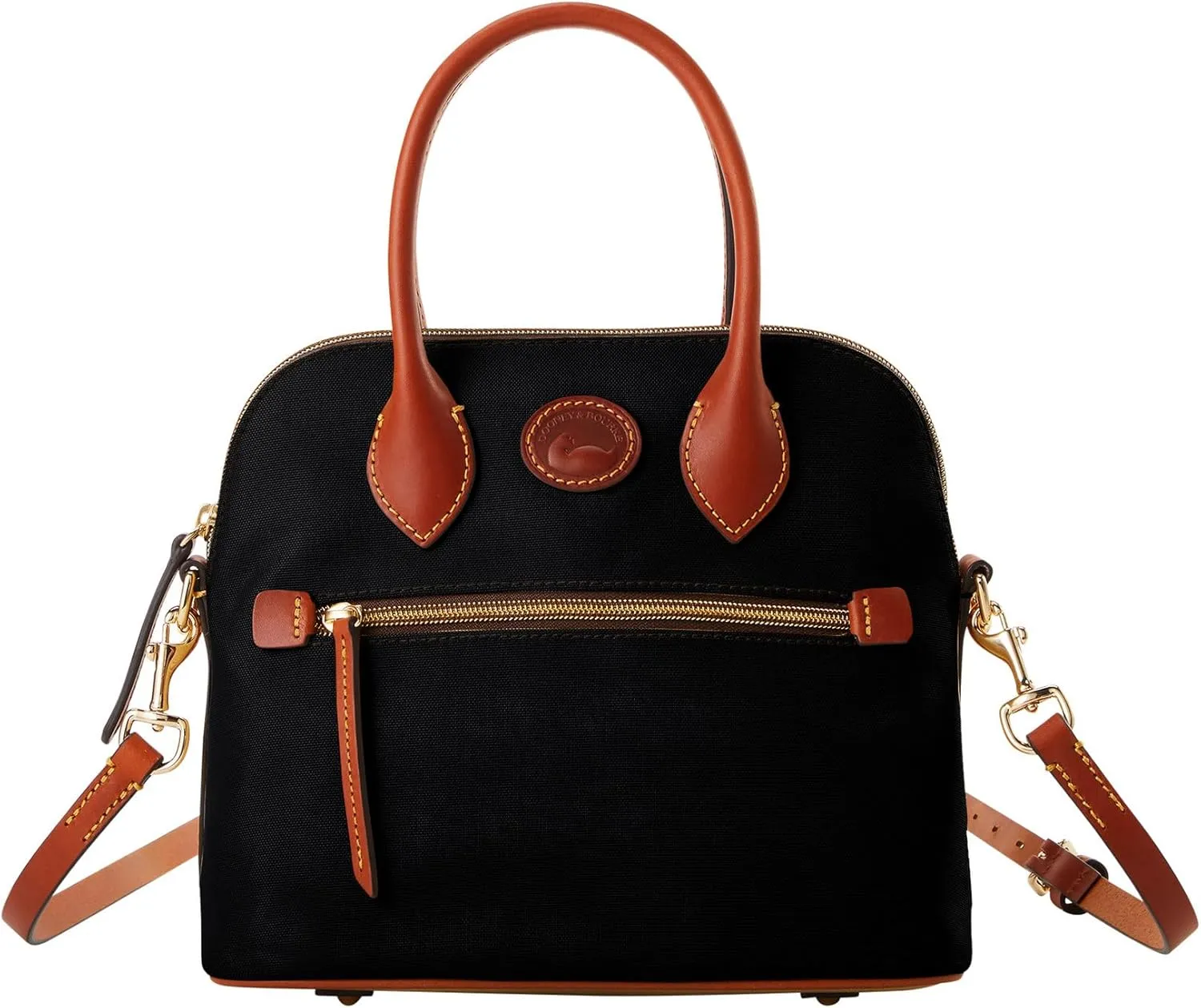 Dooney & Bourke Satchel Handbags for Women, Domed Nylon Bag with Leather Handles & Removable Crossbody Strap