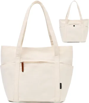Double-sided Canvas Tote Bag, Womens Handbags Totes Purse with Zipper, Satchel Tote for Work Travel Nurse College
