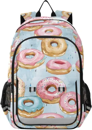 Doughnut Sweet Blue Laptop Backpack Purse for Women Men School Bag 17 Inch Bookbag Student Boys Girls Travel Casual Daypack