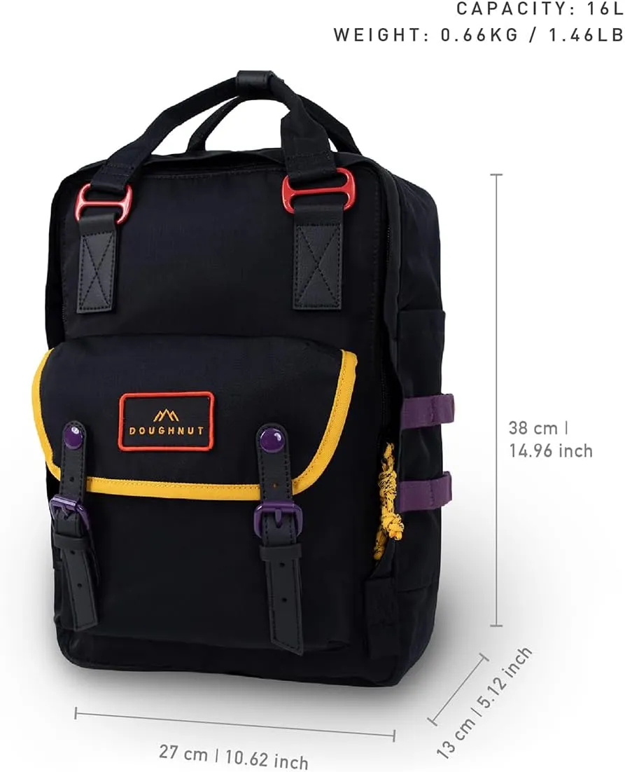 Doughnut Travel Laptop Backpack, Slim Durable Daypack Backpacks, Water Resistant Computer 16L Bag for Men & Women Fits 14 Inch Notebook(HA BLACK)