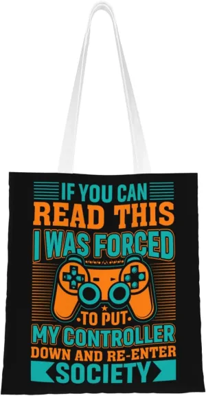 Down And Re Enter Society Tote Bag for Women Canvas Shopping Bags Reusable Beach Bag Grocery Bags Tote Shoulder Bag Gift Bags