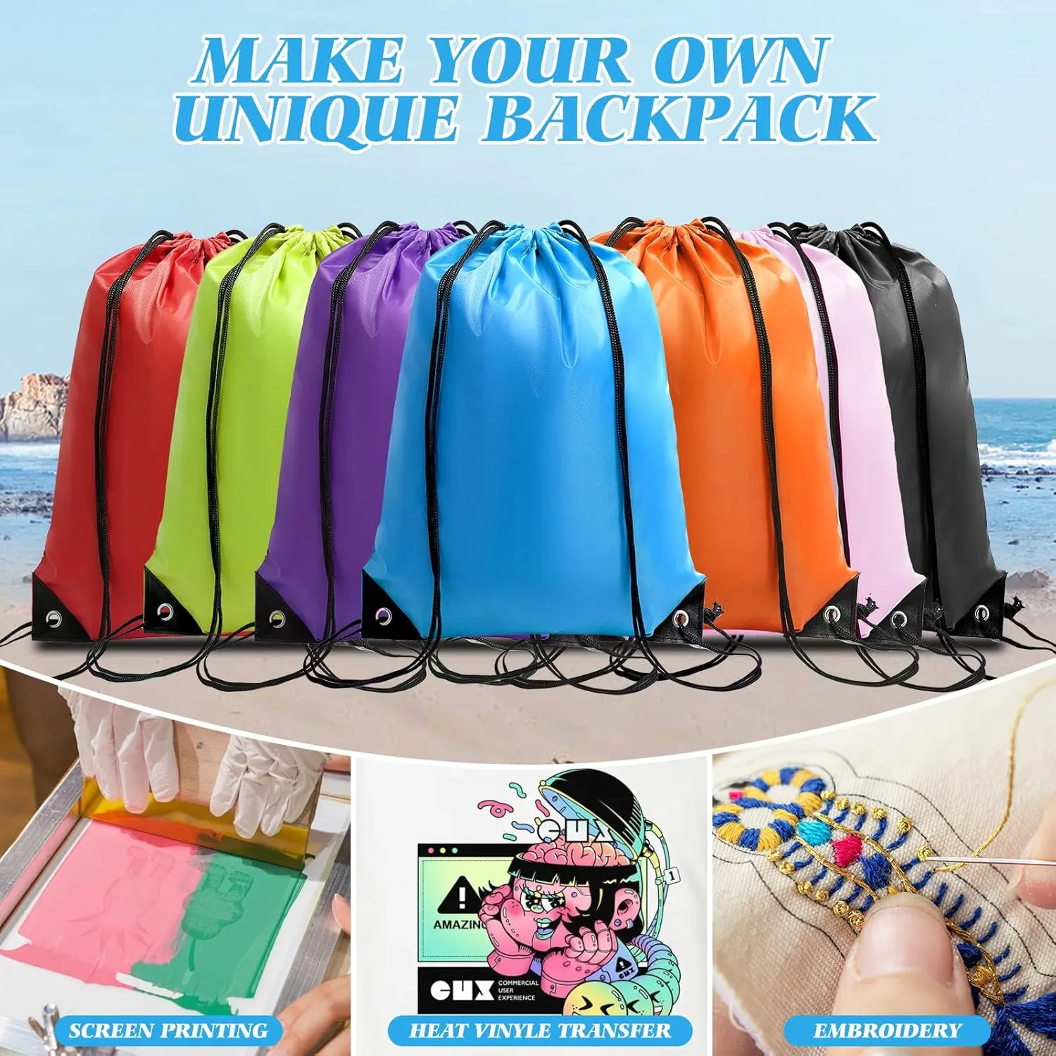 Drawstring Backpack 24 Pcs String Bags, Drawstring Bag Waterproof Draw string Backpacks for Sports