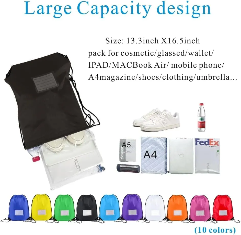 Drawstring Backpack Bulk 20 Pcs Draw String Bags DIY Gym Sports Traveling Yoga Cinch Bag Sackpack Drawstring Memo Card (black)