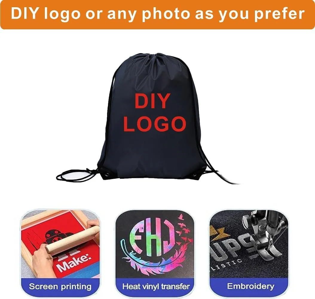 Drawstring Backpack Bulk 24Pcs Draw String Backpack Bags DIY Gym Sports Traveling Yoga Cinch Bag Sackpack Drawstring(black)