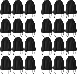 Drawstring Backpack Bulk 24Pcs Draw String Backpack Bags DIY Gym Sports Traveling Yoga Cinch Bag Sackpack Drawstring(black)