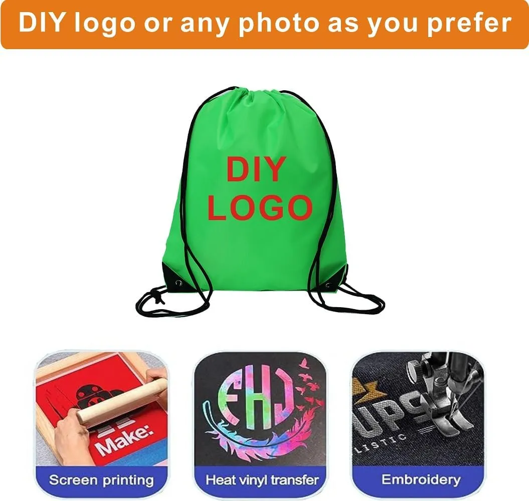 Drawstring Backpack Bulk 24Pcs Draw String Backpack Bags DIY Gym Sports Traveling Yoga Cinch Bag Sackpack Drawstring(green)