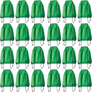 Drawstring Backpack Bulk 24Pcs Draw String Backpack Bags DIY Gym Sports Traveling Yoga Cinch Bag Sackpack Drawstring(green)