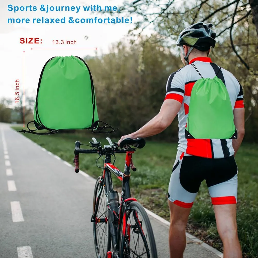 Drawstring Backpack Bulk 24Pcs Draw String Backpack Bags DIY Gym Sports Traveling Yoga Cinch Bag Sackpack Drawstring(green)