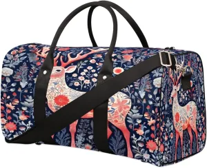 Duffel Bags Christmas Reindeer Large Tote Bag Reindeer Overnight Travel Bags for Women Men Lightweight Duffel Bag Adjustable Strap Carry On Bag Waterproof Gym Travel Bag